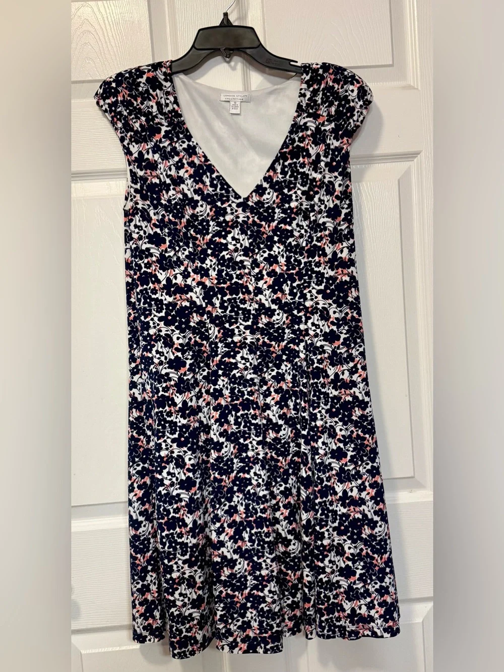 London Style Collection Floral V-Neck Fit & Flare Dress - Size 12